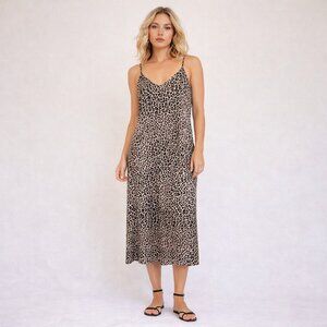 Mittoshop Leopard Print Slip Midi Dress Size M